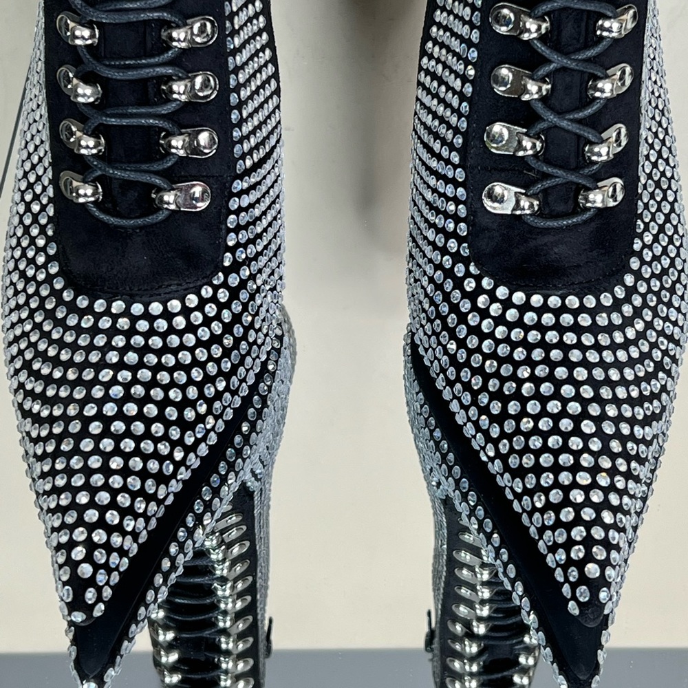 Jeffrey Campbell Rhinestone Suede Heeled Bootie - Picture 9 of 12